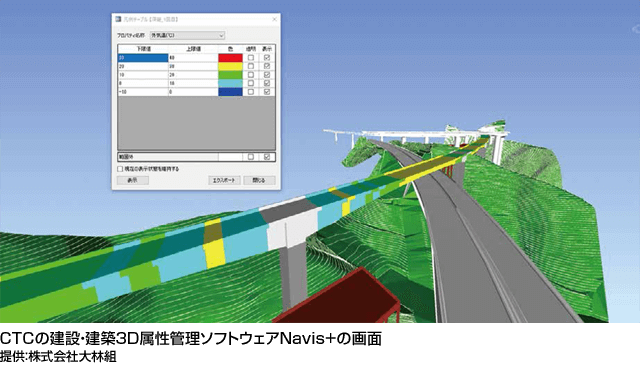 CTCの建設・建築3D属性管理ソフトウェアNavis+の画面 提供:株式会社大林組