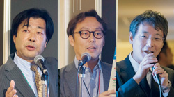 ピツニーボウズジャパン株式会社 ソフトウェア事業部 執行役員 事業部長 兼 営業本部長 加固 秀一氏(左) 三井住友信託銀行株式会社 ローン業務推進部 企画チーム長 松川 友幸氏(中央) 金融・公益サービス事業部 事業部長代行 市橋 典幸(右)