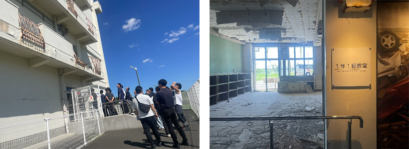 震災当時の状況がそのまま残る校舎を見学