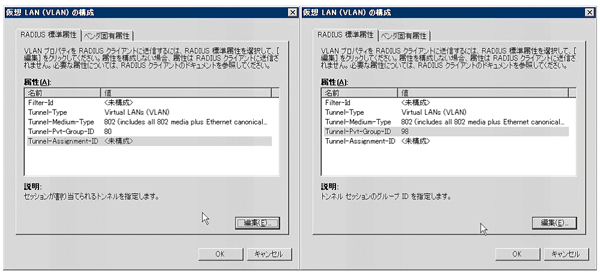 「Tunnel-Pvt-Group-ID」項目でVLAN IDを入力